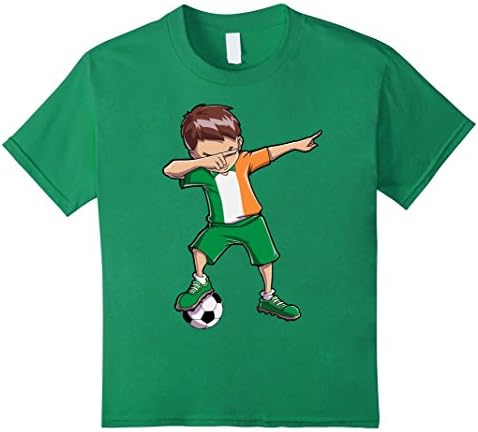 Kids Dabbing Soccer T shirt for Boys Ireland Irish Football Gifts 12 Kelly Green