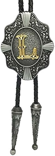 New Cowboy Bolo Tie for Men Native American Art Initial Letter L Gold