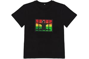 XWNGDAFEVF LED Equalizer Sound Activated Flashing Black T-Shirt(XXS, No5)