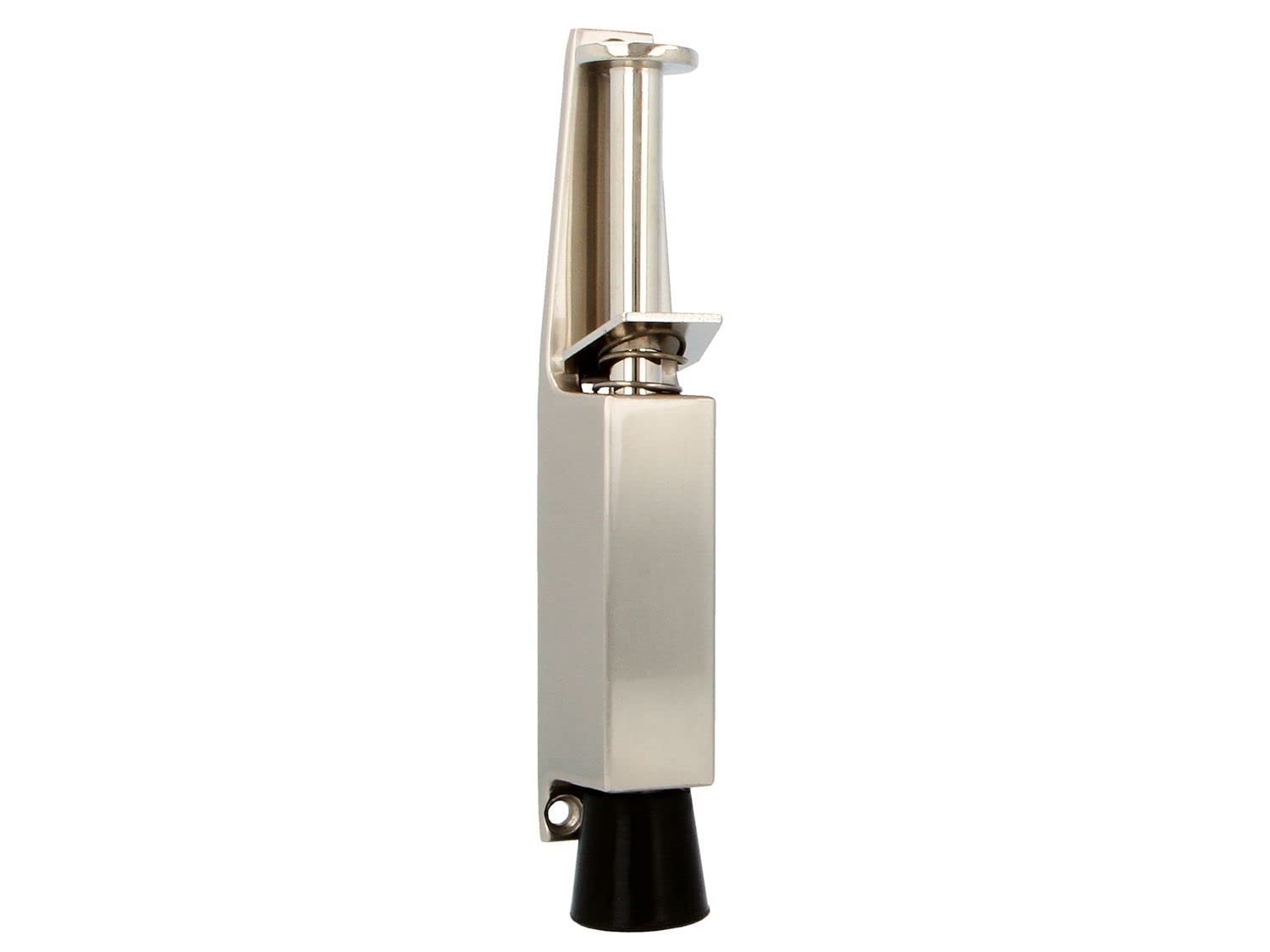 Amig - Rubber Foot Retainer Mod.11 for Holding and Keeping Doors Open | Zamak Vertical Stopper | Anti Slamming | Measures: 165 x 30 mm | Travel: 45 mm | Silver Plated