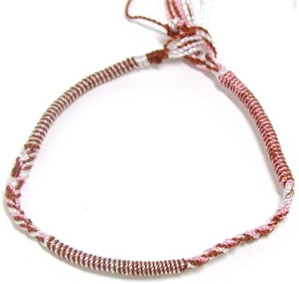 Amazon 巻き編みミサンガ ７ ピンク 茶 白 ブレスレット 通販