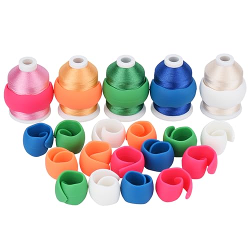 Simthread 20pcs Upgraded Thread Holder/Spool Huggers Compatible with Larger spools- Keep Thread Spool Neat&Organized for Sewing and Embroidery Machine Thread Spools