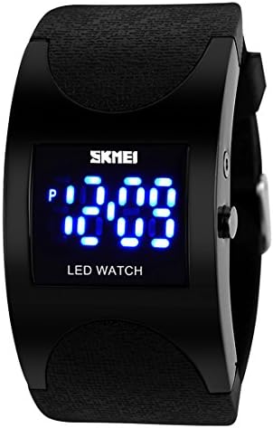 Gets Mens Boys Digital Watches Casual Outdoor Sports Watch Silicone Strap 24 Hours Electronic Wrist Watch (Black)