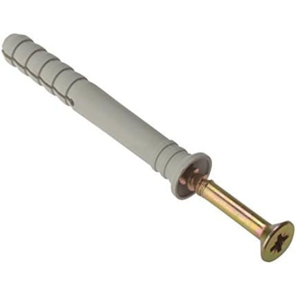 Merriway BH02849 120-20 Pcs Hammer Fixing Nylon Plug 120, Yellow/Grey, M8 x 120 mm, Set of 20 Pieces