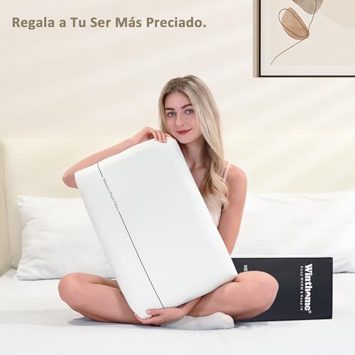 Winthome Memory Foam Pillow, Soft and Comfortable, Double-Sided Design, 0 Glue, Neck Support Pillow, Suitable for Face Up, Side and Back Sleeping, 60x40x10cm
