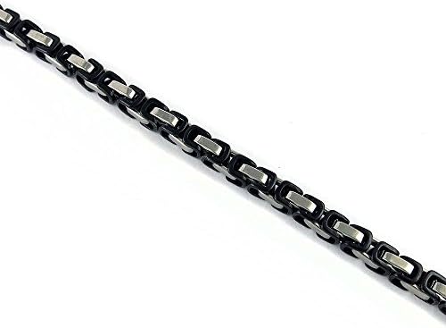 Men's Jewelry Mechanic Style Silver Black Stainless Steel Link Chain Bracelet 8.5 Inch
