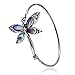 PANGRUI Exquisite Dragonfly Charm Bracelet Abalone Shell Bangle Cuff Antique Silver