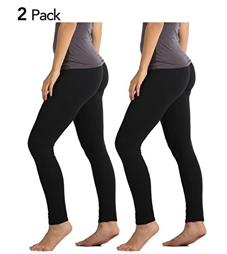 Premium Ultra Soft High Waist Leggings for Women - 2-Pack Black - Small/Medium