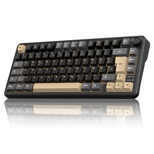 RedThunder K75 Wireless Mechanical Gaming Keyboard with German QWERTZ Layout 81 Keys, 3-Mode BT/2.4GHz/USB-C, RGB, 5-Layer Damping Structure, Hot-Swap, 4000mAh Battery, for Windows, Mac, Xbox