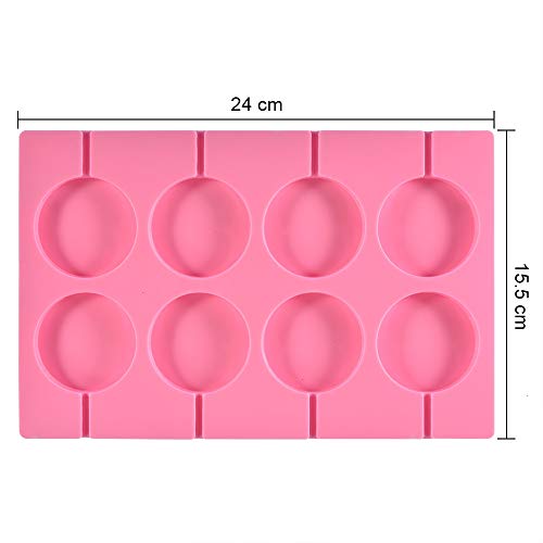 Candy Molds, 1 Pack Chocolate Molds Silicone Lollipop Mold Handmade Fondant Ice Ball Making Tools for Home Kitchen Pink - Thumbnail 2