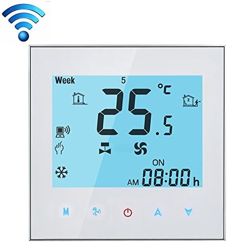 TTDY LCD Display Air Conditioning 4-Pipe Programmable Room Thermostat for Fan Coil Unit Supports WiFi (Black) Easy Installation (Color : White)