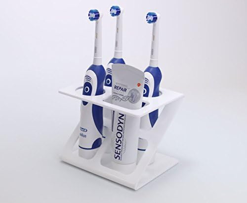 Electric Toothbrush Holder Toothpaste Holder For 3x Toothbrush Stand (Various Colours) (White)
