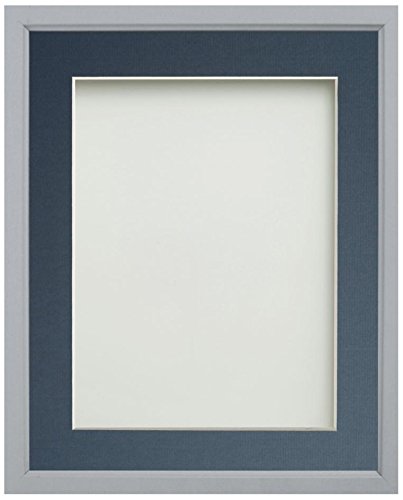 Frame Company Drayton Range 5x5-inch Grey Picture Photo Frame with Blue Mount For Image Size 3.5x3.5-inch