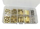HVAZI 160PCS M2.5 Brass Spacer Standoff/Stainless Steel Screw/Nut Assortment Kit,Male-Female