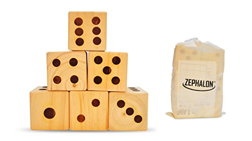 image for GSM Brands Giant Dice - Wooden Set for Yard & Lawn Games - Play BIG Ju