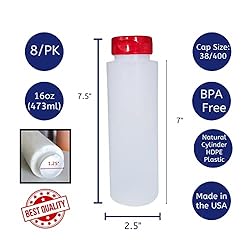 kelkaa 16oz HDPE Plastic Squeeze Bottles with Wide