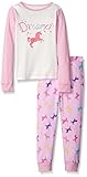 The Children's Place Girls' Big Girls' Cotton Pajama Set, Unicorn/Simply White, 6X/7