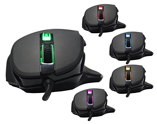 PUREX Technology 4000 DPI High Precision Programmable Wired Laser Gaming Mouse, 6 Programmable Buttons, 5 DPI Settings, 5 Color LED Indicating Different Profiles, Black Rubber Coating Painting - PXE-M612BU - Thumbnail 3