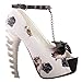 SHOW STORY White Woman Sexy Women Butterfly Print Studs Chain Peeptoe Platform Bone Heel Pumps,LF80631