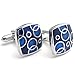 KONOV 2pcs Rhodium Plated Square Men's Shirts Vintage Pattern Cufflinks Wedding, Blue Silver, 1 Pair
