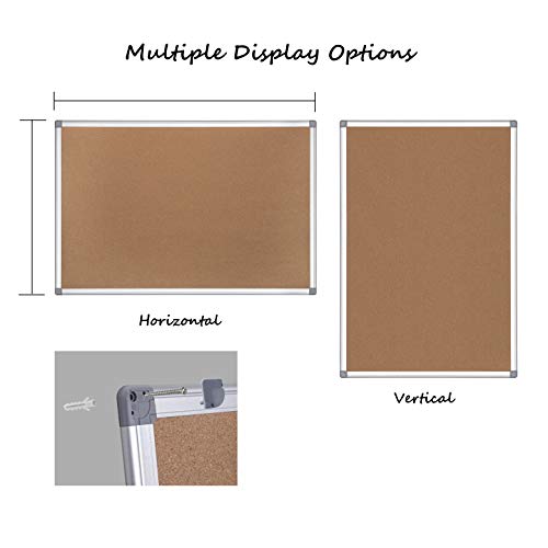 image for WEYOUNG Cork Board - 24 x 36 Bulletin Board Aluminum Framed Pin Board 
