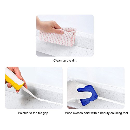 SelfTek 17 Piece Caulking Tools Kit Grout Scraper, Caulk Remover, Caulk Nozzle, and Caulk Caps, Sealant Finishing Tool for Bathroom Kitchen Floor Sealing(Blue,Black,White,Red,Yellow) - Thumbnail 2