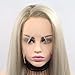 Lucyhairwig High Temperature Natural Hairline Ombre Blonde Synthetic Lace Front Wigs Women Silky Straight Wig Dark Roots Long Handmade Synthetic Holiday Hair Replacement Drag Queen