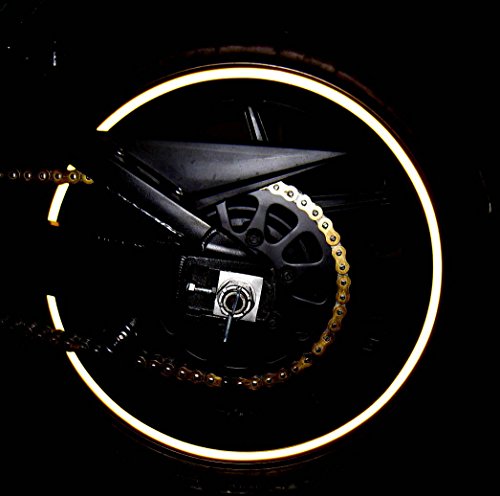 Reflective Golden Yellow Rim Tape Wheel Stripes w/ Easy Applicator for 16" 17" 18" Motorcycle Car Truck Wheels