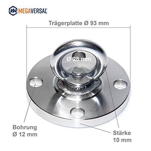 MEGAVERSAL Premium Edelstahl Halterung bis 250 kg | Befestigung für Hängesessel Hängematte Boxsack Liebesschaukel Sling… – Bild 4