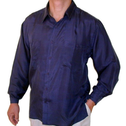 Surprise Men's 100% Silk Shirt # 215 L Navy
