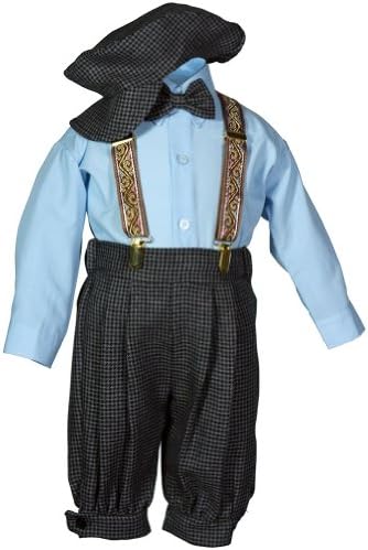 Baby Toddlers Vintage Knickers Set Suspenders &amp; Hat Charcoal Grey Weave