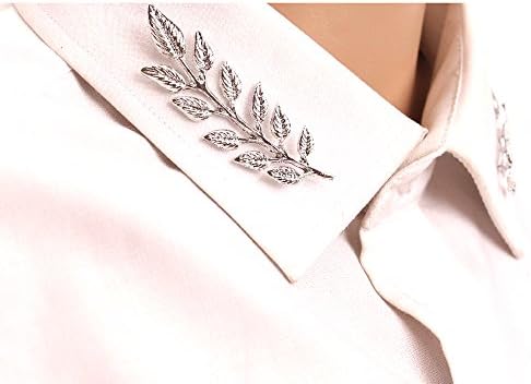 European style antique gold leaves suit shirt collar collar clip Unisex brooch brooch (silver)