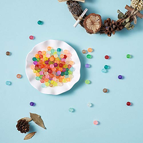 Craftdady 500Pcs 8mm Transparent Frosted Glass Beads Tiny Crystal Glass Round Loose Spacer Beads Random Mixed Colors for Jewelry Making Hole: 1mm - Thumbnail 4