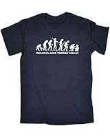 123t Men's Evolution Gone Terribly Wrong ... Computer Design (XL - NAVY) T-SHIRT