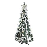 Northlight 6' Pre-Lit Slim Silver and Gold Decorated Pop-Up Artificial Christmas Tree - Clear Lights