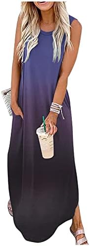 CHUNTIANRAN Women's Maxi Dress Summer Casual Sundress Sleeveless