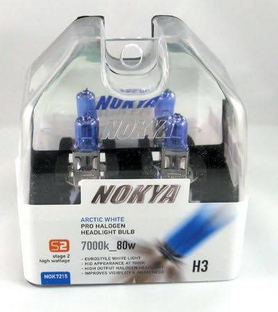 Nokya H3 Arctic White Stage 2 7000K Halogen Headlight/Fog Light Car Light Bulb Replacement + Free Alcohol Swabs