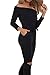 Prograce Women's Sexy Off Shoulder Drawstring Knee Hole Pants Jumpsuits Rompers