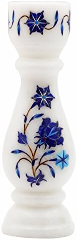 Reevaria Pietra dura Marble Candle Holder - Lapiz Blue - Handcrafted Design and Inlaid with pure natural and Semi Precious Stones - Perfect Christmas Gift