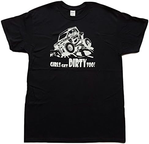 RZR Girls Get Dirty Too Sport Off Road Tee Funny T-Shirt Large Black