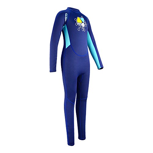 Layatone Neoprene Wetsuit for Kids Boys Girls Back Zipper shorty Child Wetsuits-UV Protection (Blue, 12-13 years old)