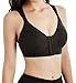 YIANNA Womens Post-Surgery Front Closure Brassiere Sports Bra, YA83288-Black-S
