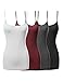 Made by Emma Basic Solid Long Length Adjustable Spaghetti Strap Tank Top Black/White/Charcoal/DARKBURGUNDY L