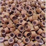 500 PCS 4.5mm Small Silicone Lined Micro Rings Links Beads Linkies For I Bonded Tip Stick Glue Hair Extensions - Color Auburn Brown