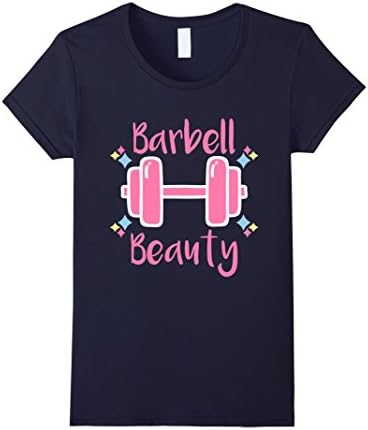 Womens Barbell Beauty Fitness Workout Gym Yoga T-Shirt Medium Navy