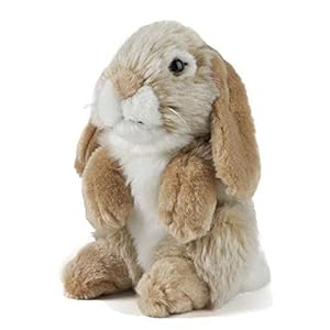 Living Nature Brown Sitting Lop Eared Rabbit, Realistic Soft Cuddly Bunny Toy, Naturli Eco-Friendly Plush, 18cm