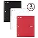 Five Star Spiral Notebooks, 3 Subject, College Ruled Paper, 150 Sheets, 11 x 8-1/2 inches, Black, White, Red, 3 Pack (73393) primary