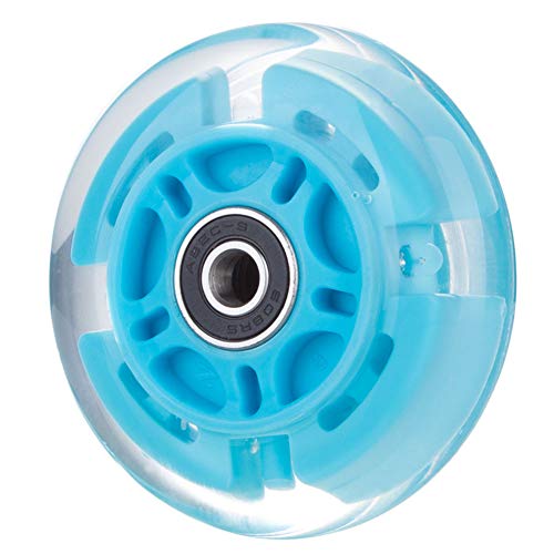 AOWISH 2-Pack Light Up Scooter Rear Wheels 80mm LED Flashing Inline Skates Replacement Wheel with Bearings ABEC-9 for Toddle Kids Adjustable 3-Wheel Kick Scooters (Blue)
