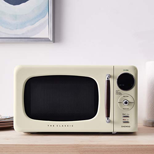 Daewoo KOR07R3ZEC 0.7 cu. ft 700W Retro Countertop Microwave Oven, Cream