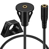 BATIGE 3.5mm Female to 3.5mm Female Car Dashboard Mount Cable 3.5mm 1/8" AUX Audio Jack Flush Mount Extension Cable with Mounting Panel for Car Boat and Motorcycle (3FT)